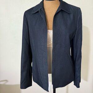 Vintage Casual Corner stretch dark blue denim full zip lined jacket Y2K size 10​